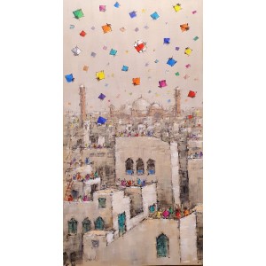 Zahid Saleem, 18 x 36 Inch, Acrylic on Canvas, Cityscape Painting, AC-ZS-195